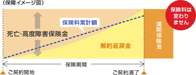 養老保険は契約満了時に満期保険金を受け取れます。保険料は変わりません